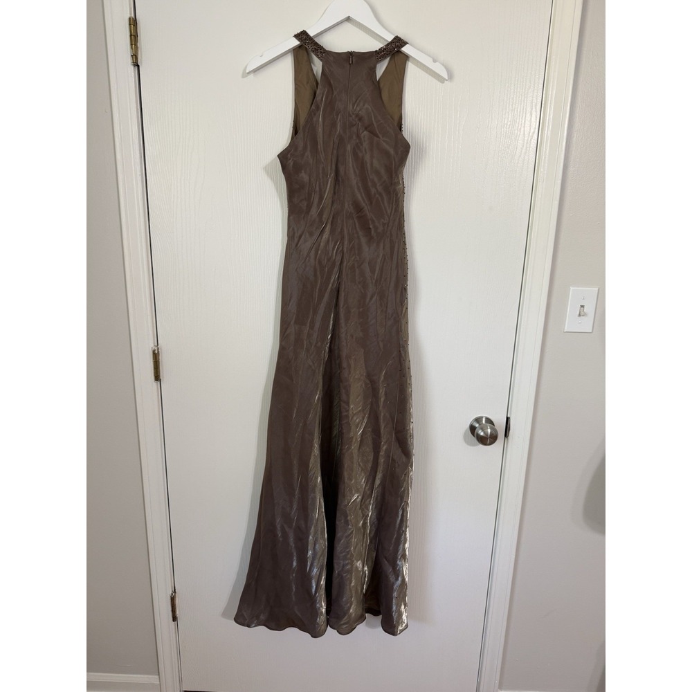 Fairycore Halter Top Sleeveless Vintage Y2K 90s Brown Shimmer Bead Prom Dress 6 - Picture 9 of 11